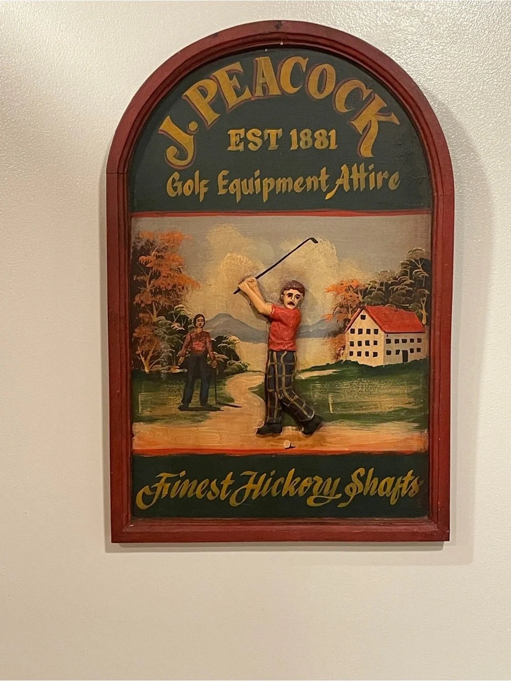 Red & Green Vintage Golf Wall Art Sign Golf, Man Cave, Lounge, Decor